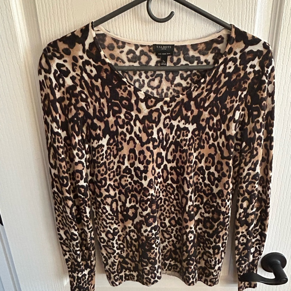 Talbots Animal Print Long Sleeve Top